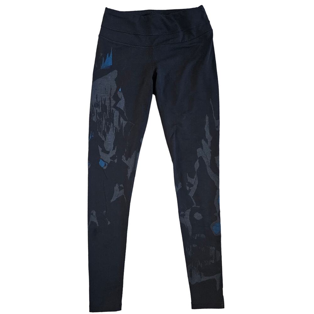 Lucy Full Length Active Leggings Black Gray Blue Ink Blot Size Women Size Small